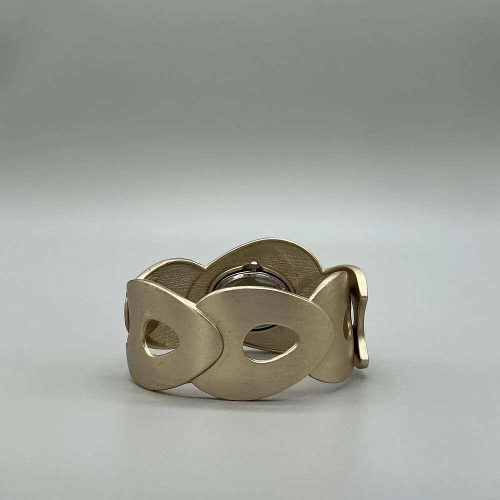 Chico's Womens Watch 39mm Oval White Dial Gold Tone Bangle Cuff New Battery
